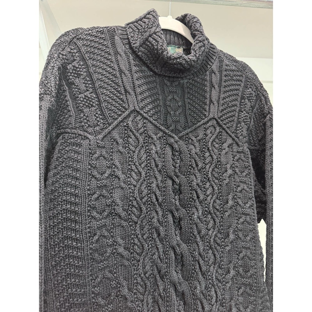 Vintage Bushwacker USA Chunky Cable Knit Fisherman‎ Sweater Black Size Women's L